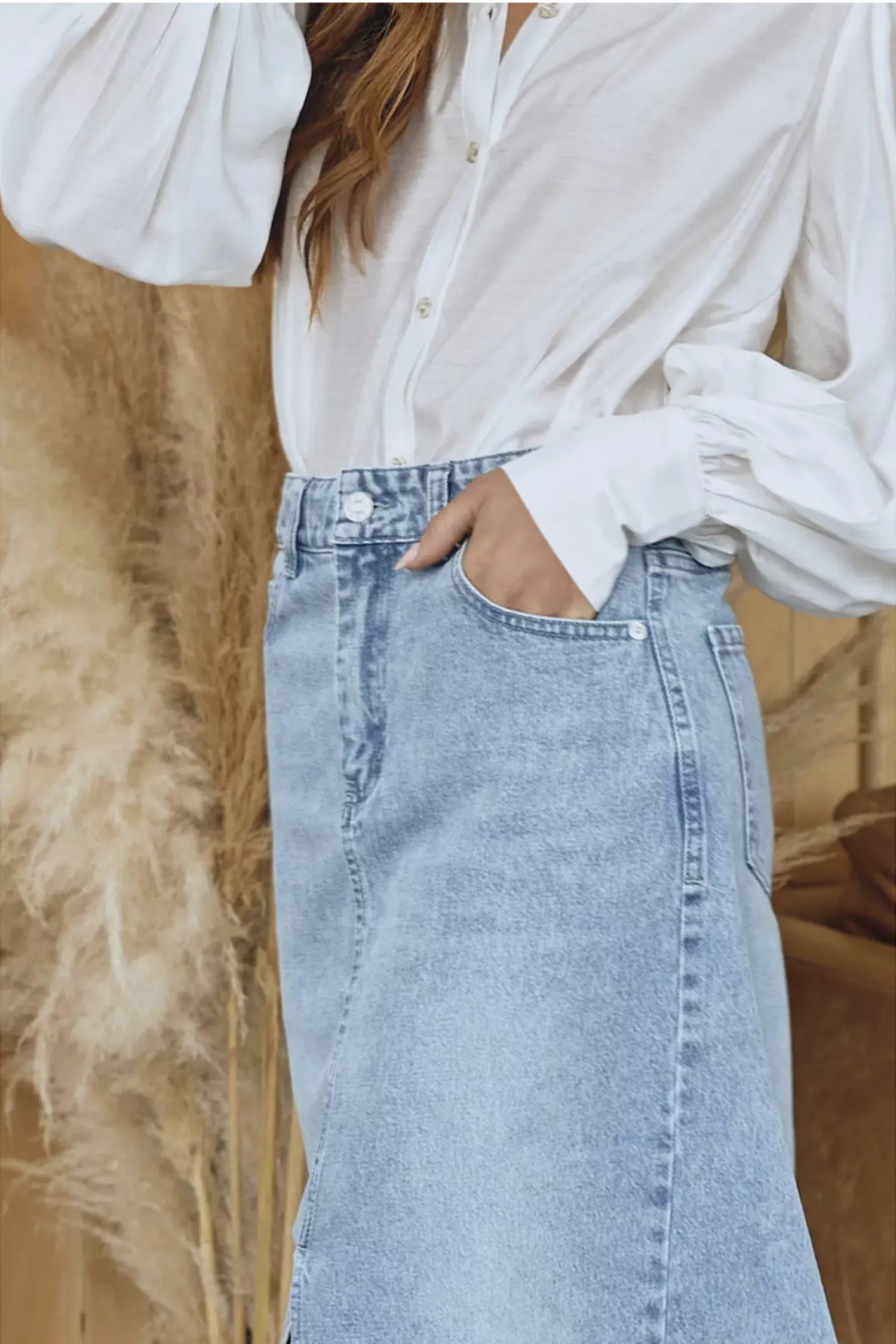 Denim Midi Skirt - Close Call