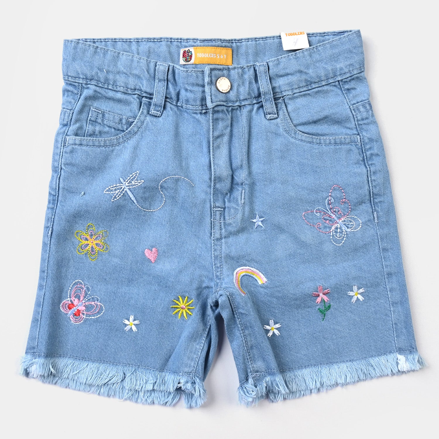 Denim shorts for girls in light blue: Girls Light Blue Denim Shorts