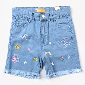 Denim shorts for girls in light blue: Girls Light Blue Denim Shorts