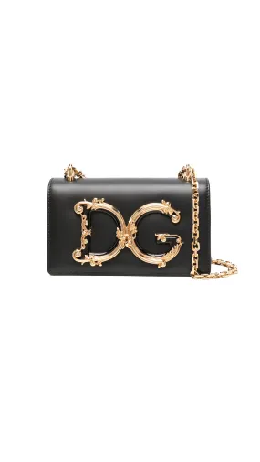 DG Girls Leather Crossbody Bag - Black