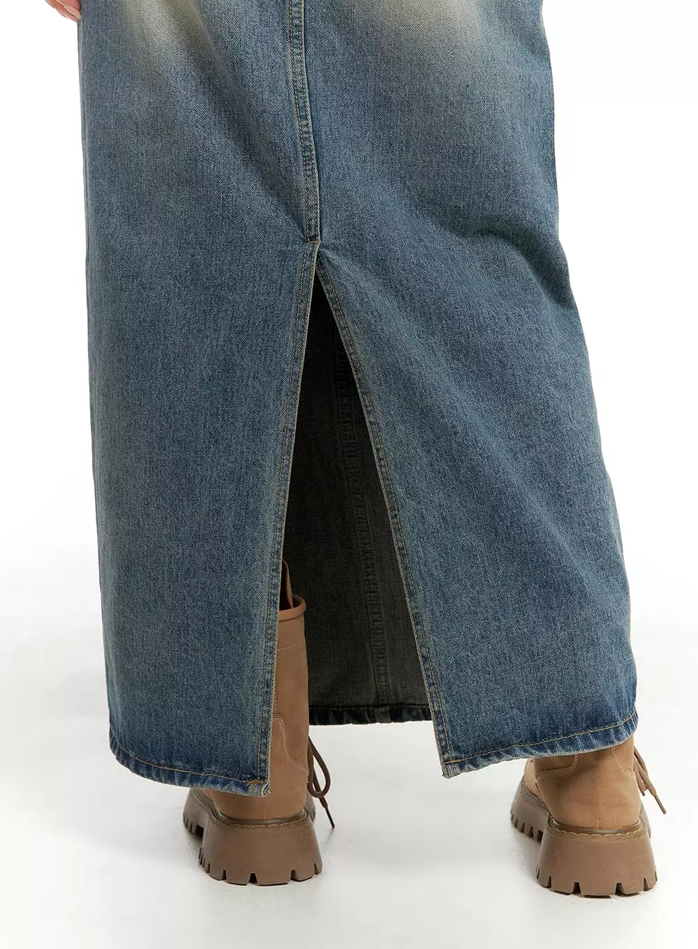 Distressed Denim Maxi Skirt - Shop CA403 Today!