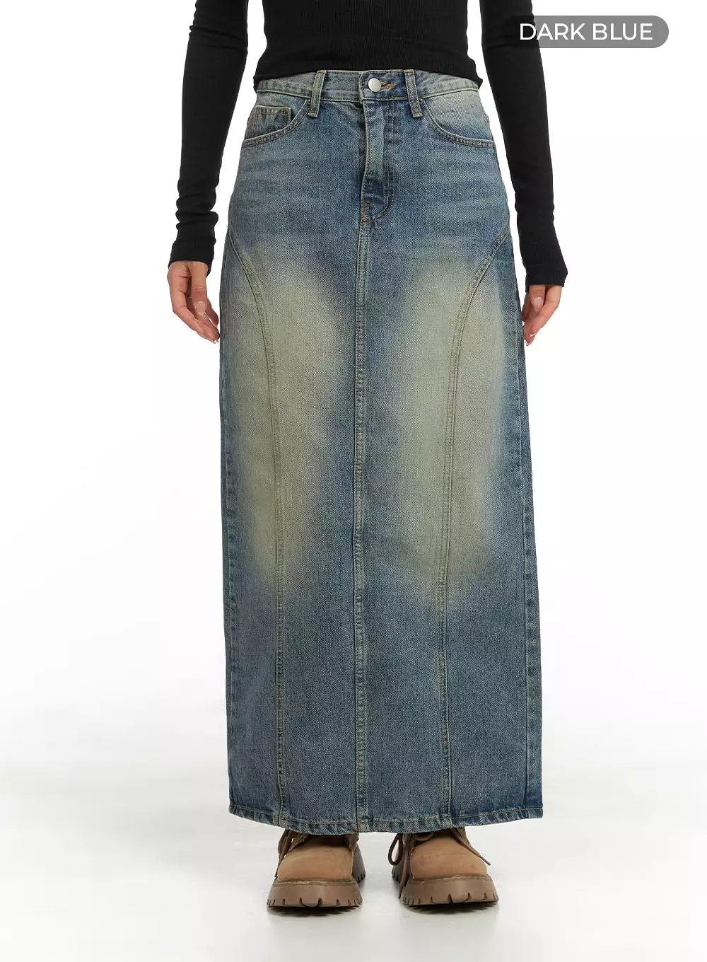 Distressed Denim Maxi Skirt - Shop CA403 Today!