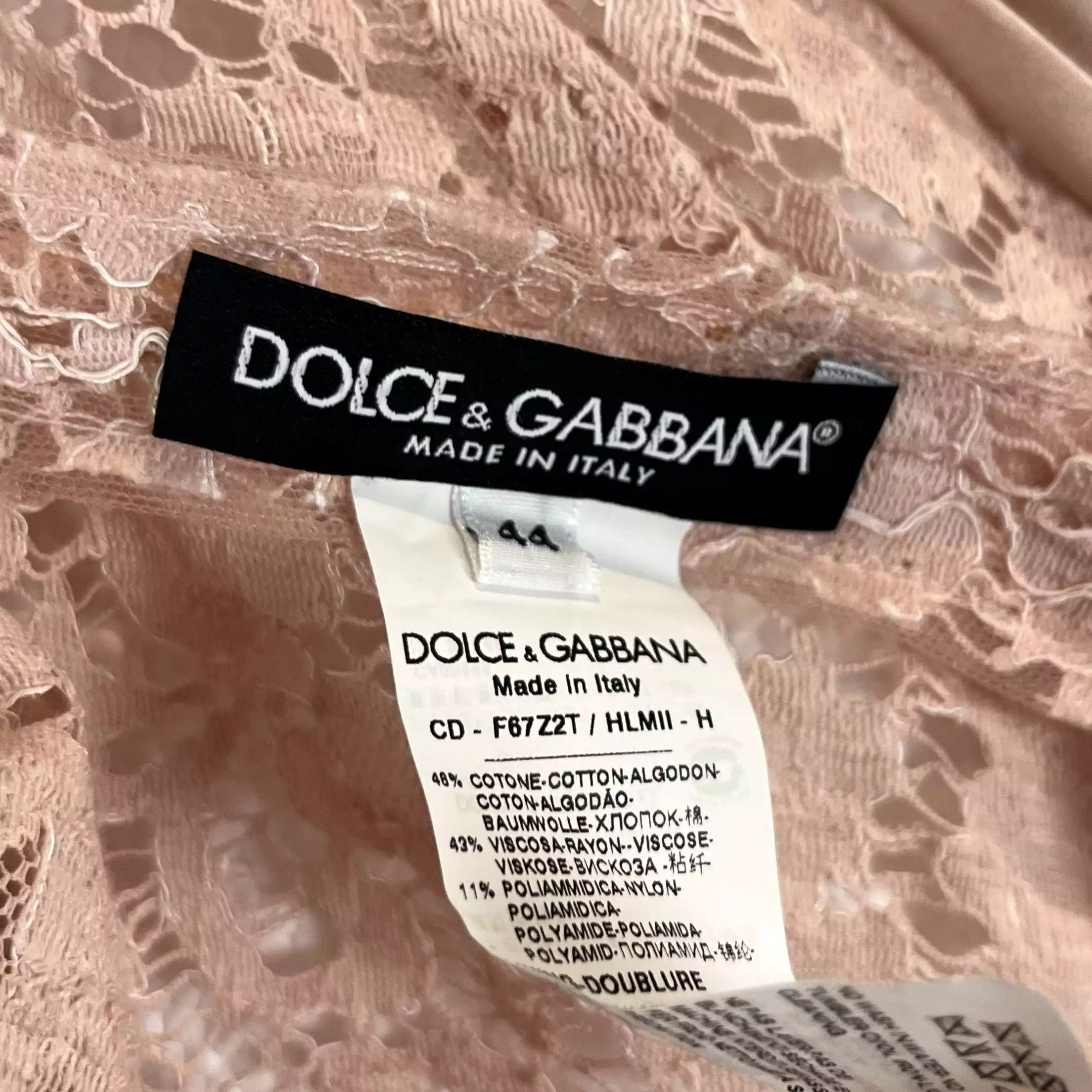 Dolce & Gabbana nude pink lace dress, size M - Buy now