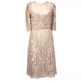 Dolce & Gabbana nude pink lace dress, size M - Buy now