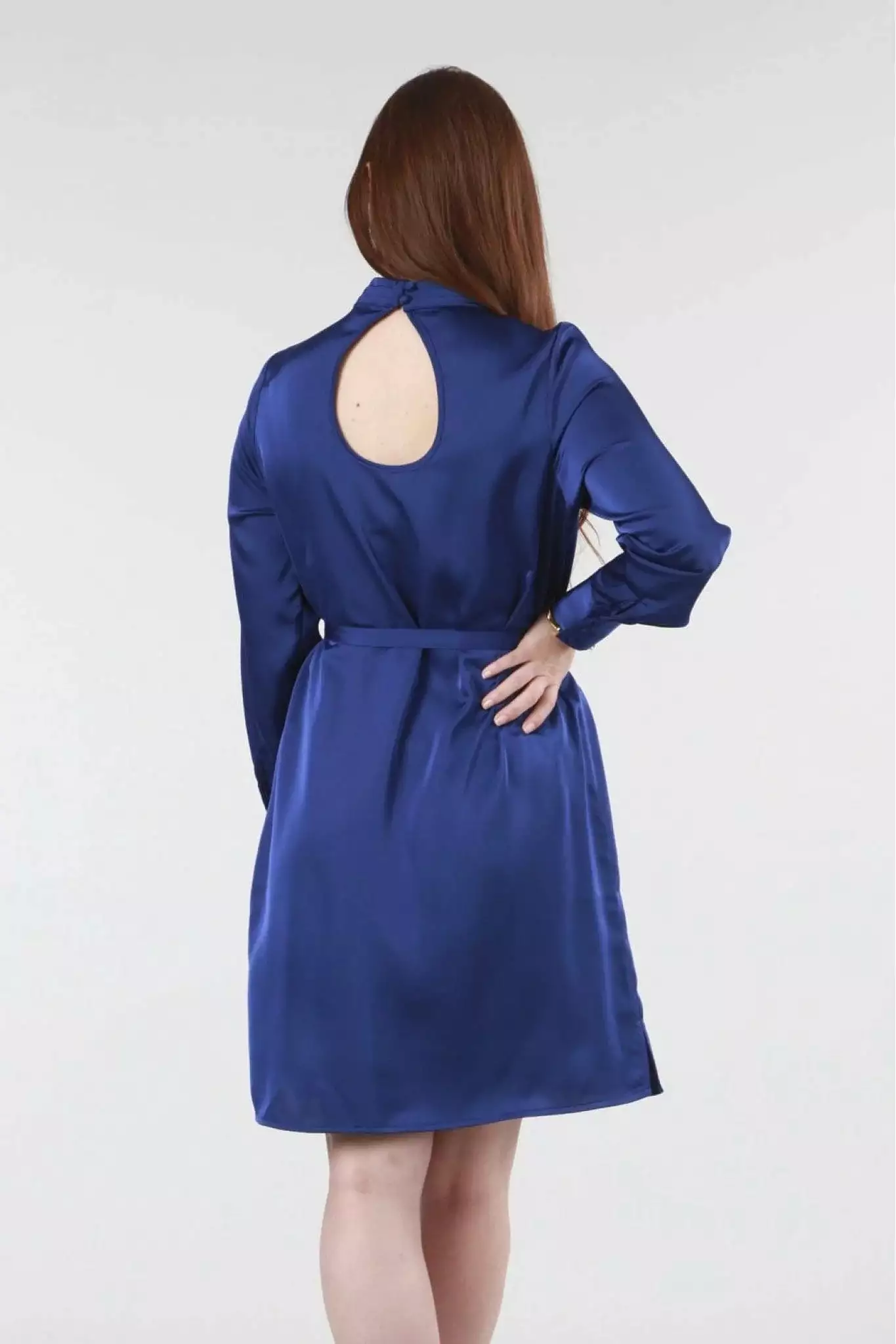 Double Royal Blue Belted Shift Dress.