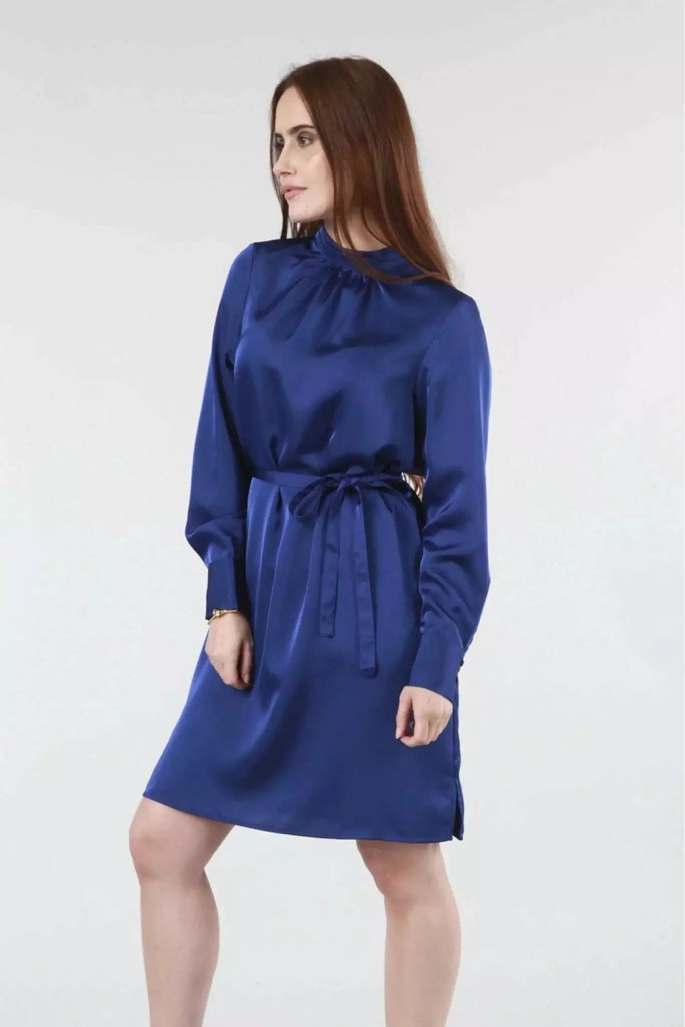 Double Royal Blue Belted Shift Dress.