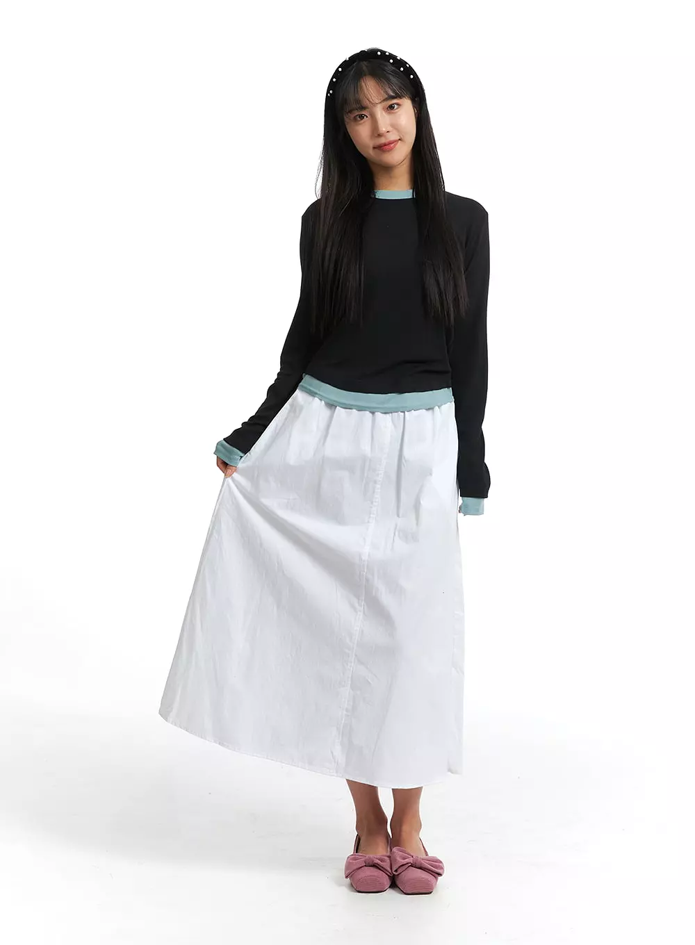 Elastic Waist Maxi Skirt