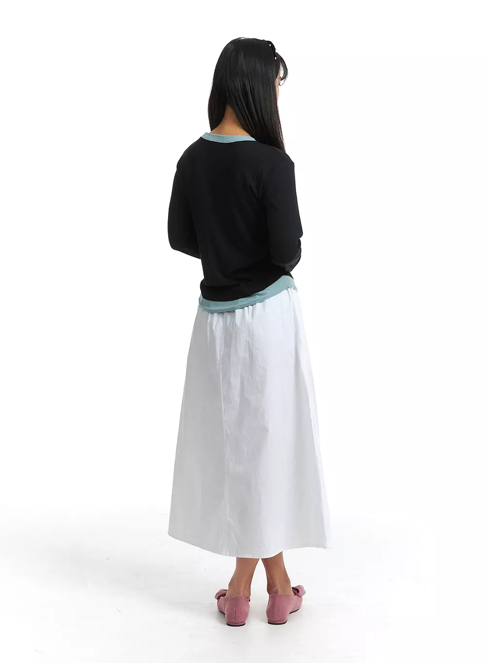 Elastic Waist Maxi Skirt