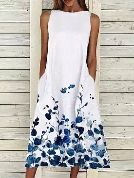 Elegant Floral Print Midi Shift Dress for Women