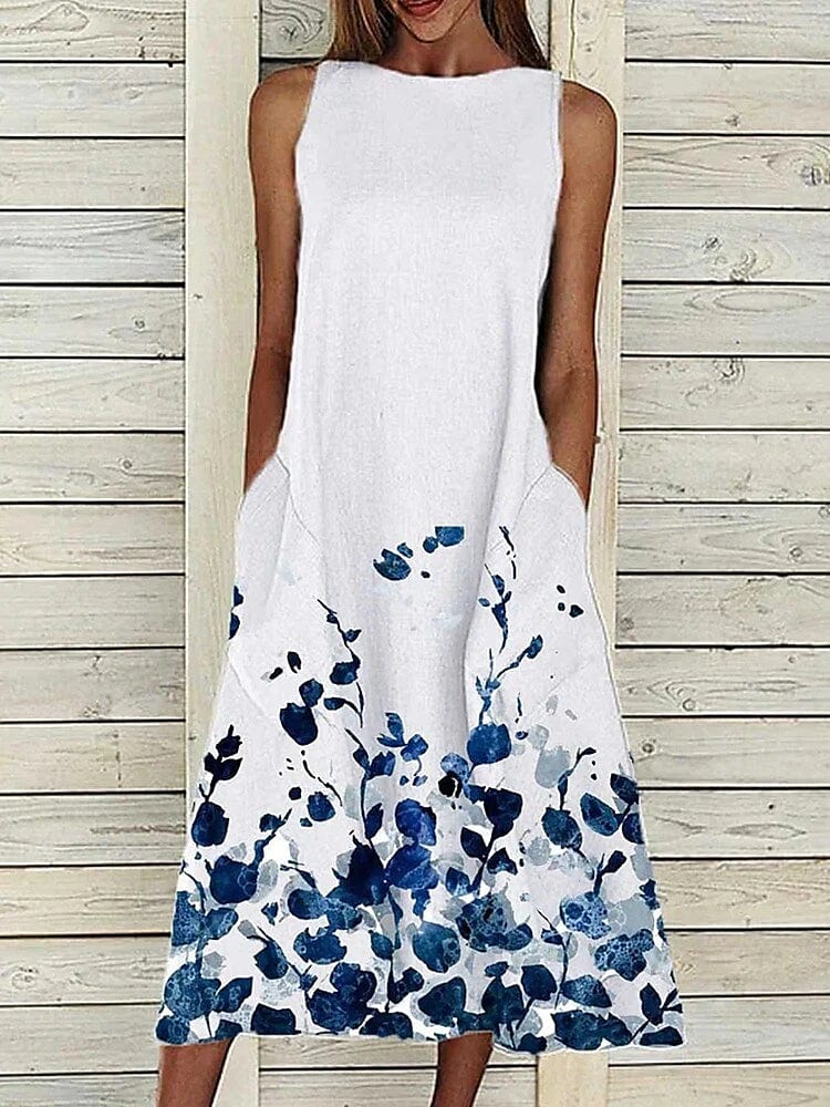 Elegant Floral Print Midi Shift Dress for Women