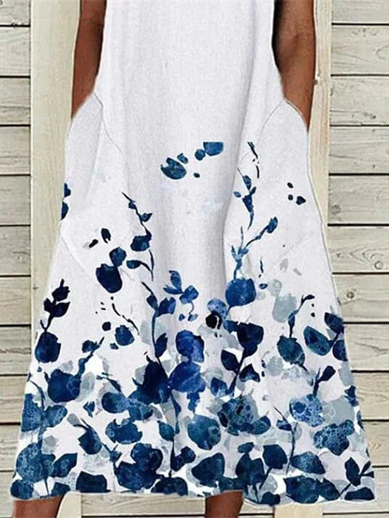 Elegant Floral Print Midi Shift Dress for Women