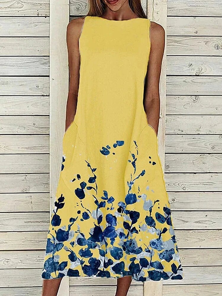 Elegant Floral Print Midi Shift Dress for Women