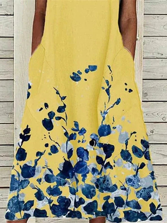 Elegant Floral Print Midi Shift Dress for Women