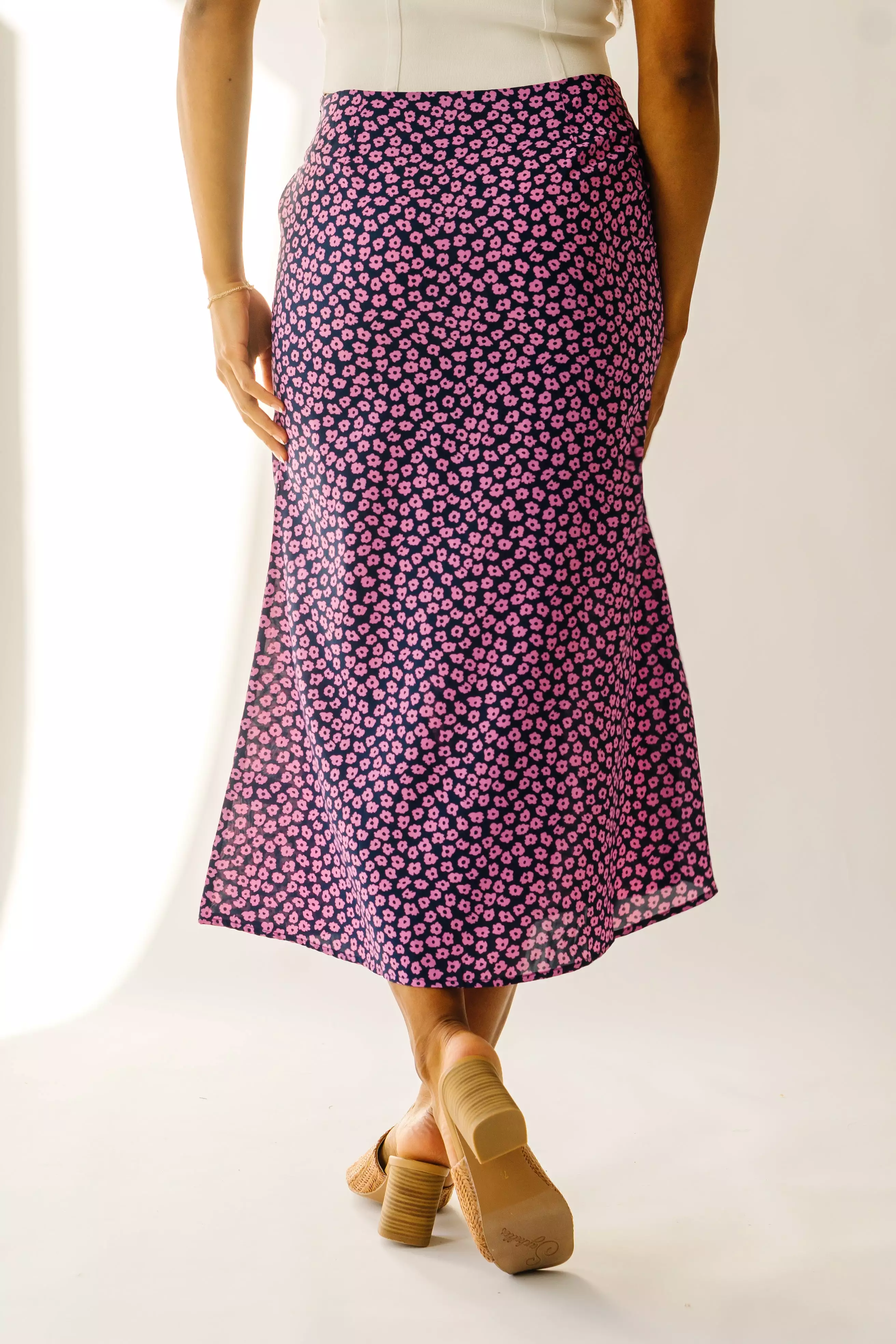 Ellston Floral Button-Down Maxi Skirt - Navy + Pink | Shop Now