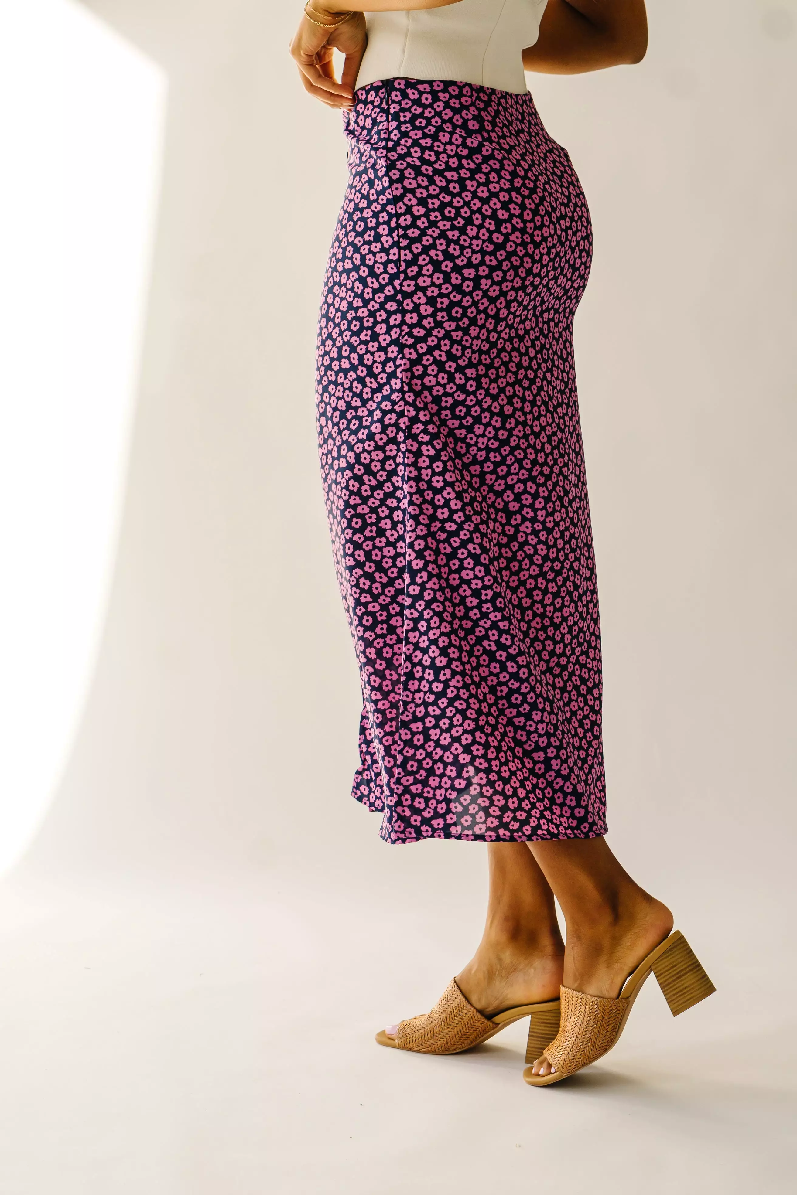 Ellston Floral Button-Down Maxi Skirt - Navy + Pink | Shop Now