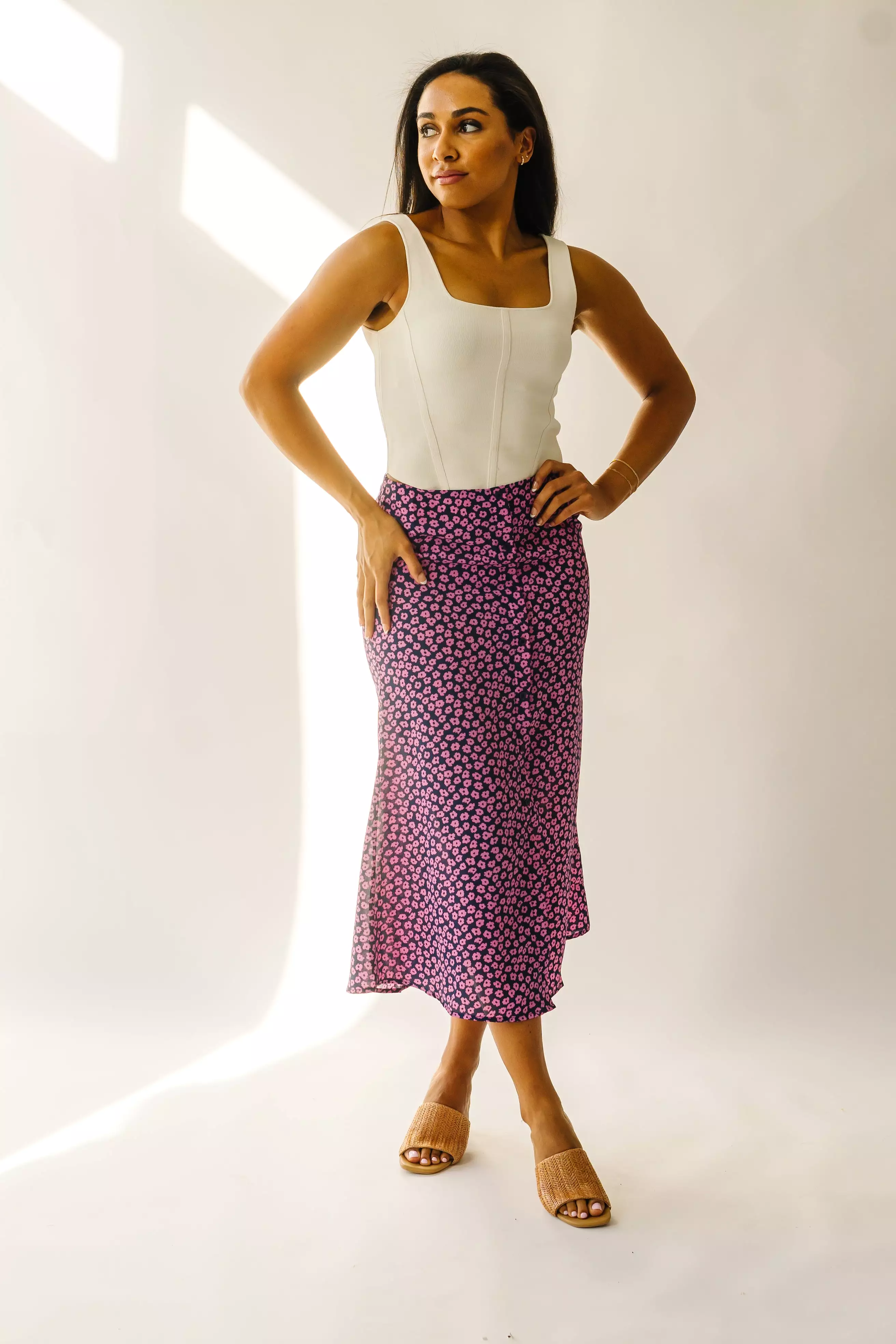 Ellston Floral Button-Down Maxi Skirt - Navy + Pink | Shop Now