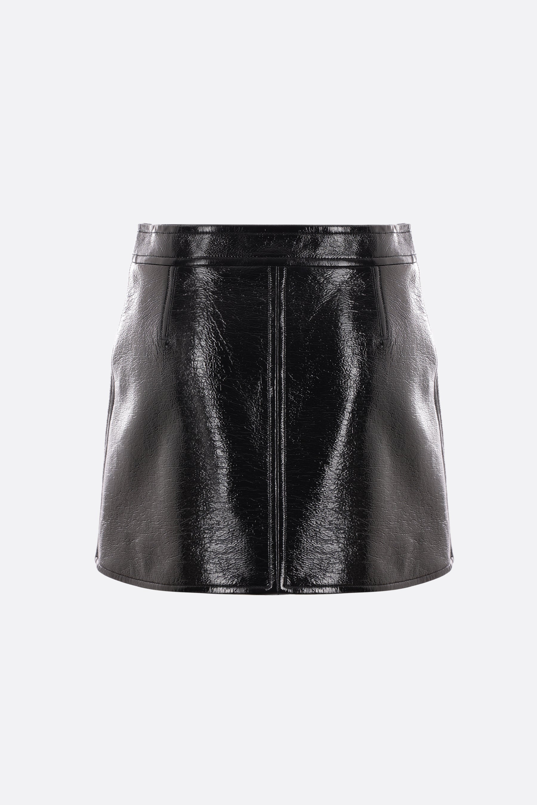 Embellished vinyl miniskirt with embroidered logo