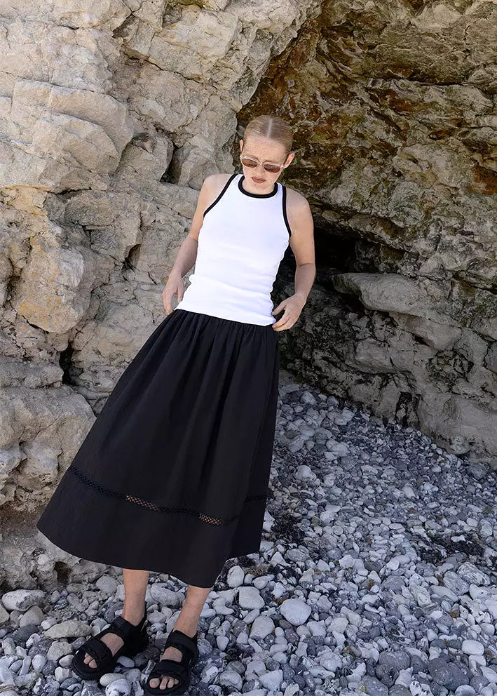 Esmé Studios Black Luna Midi Skirt ES124-308 Nederdel