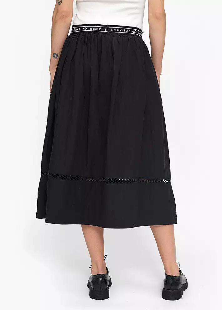 Esmé Studios Black Luna Midi Skirt ES124-308 Nederdel