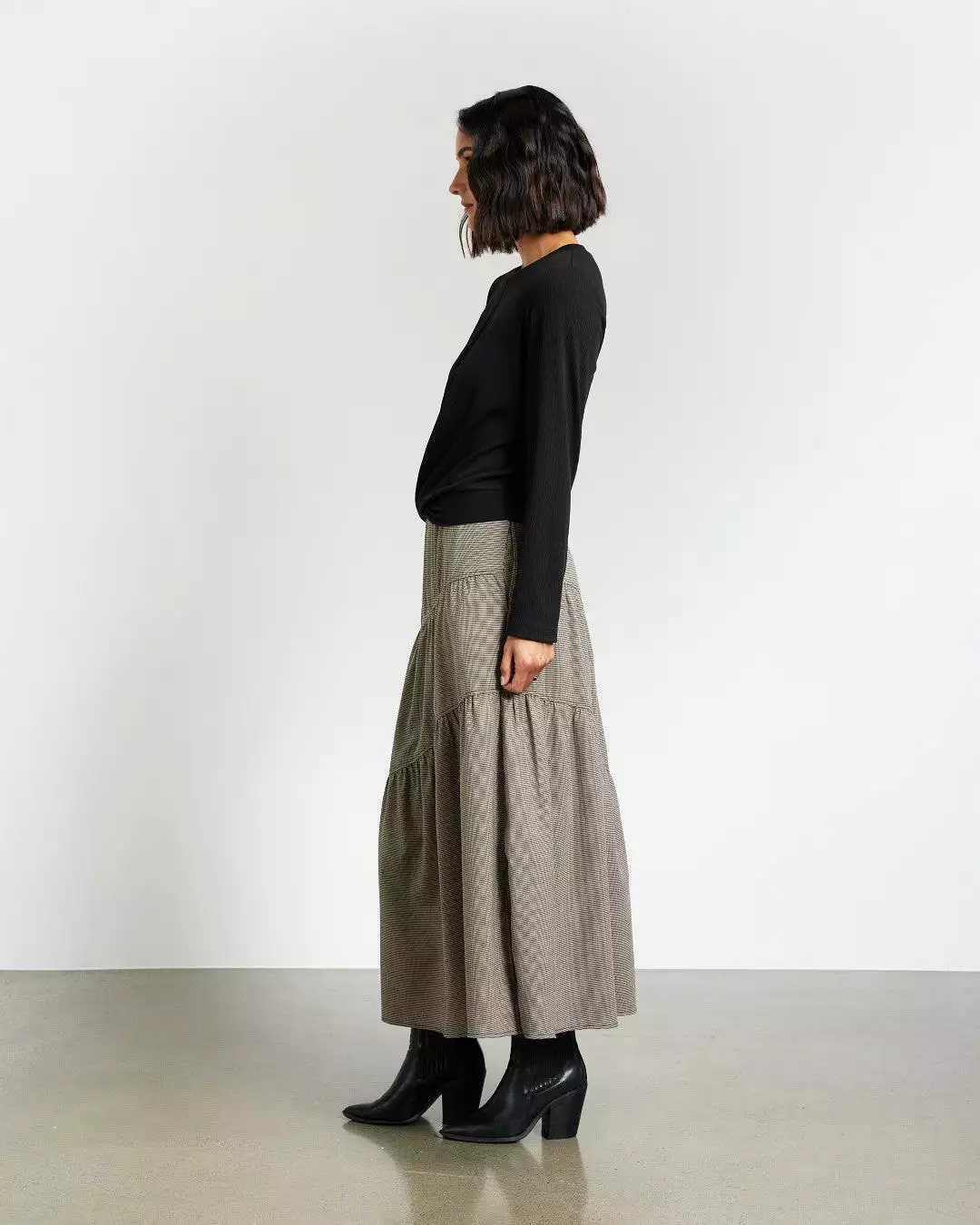 Et Alia Skirt - Camel Houndstooth