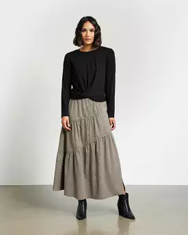 Et Alia Skirt - Camel Houndstooth