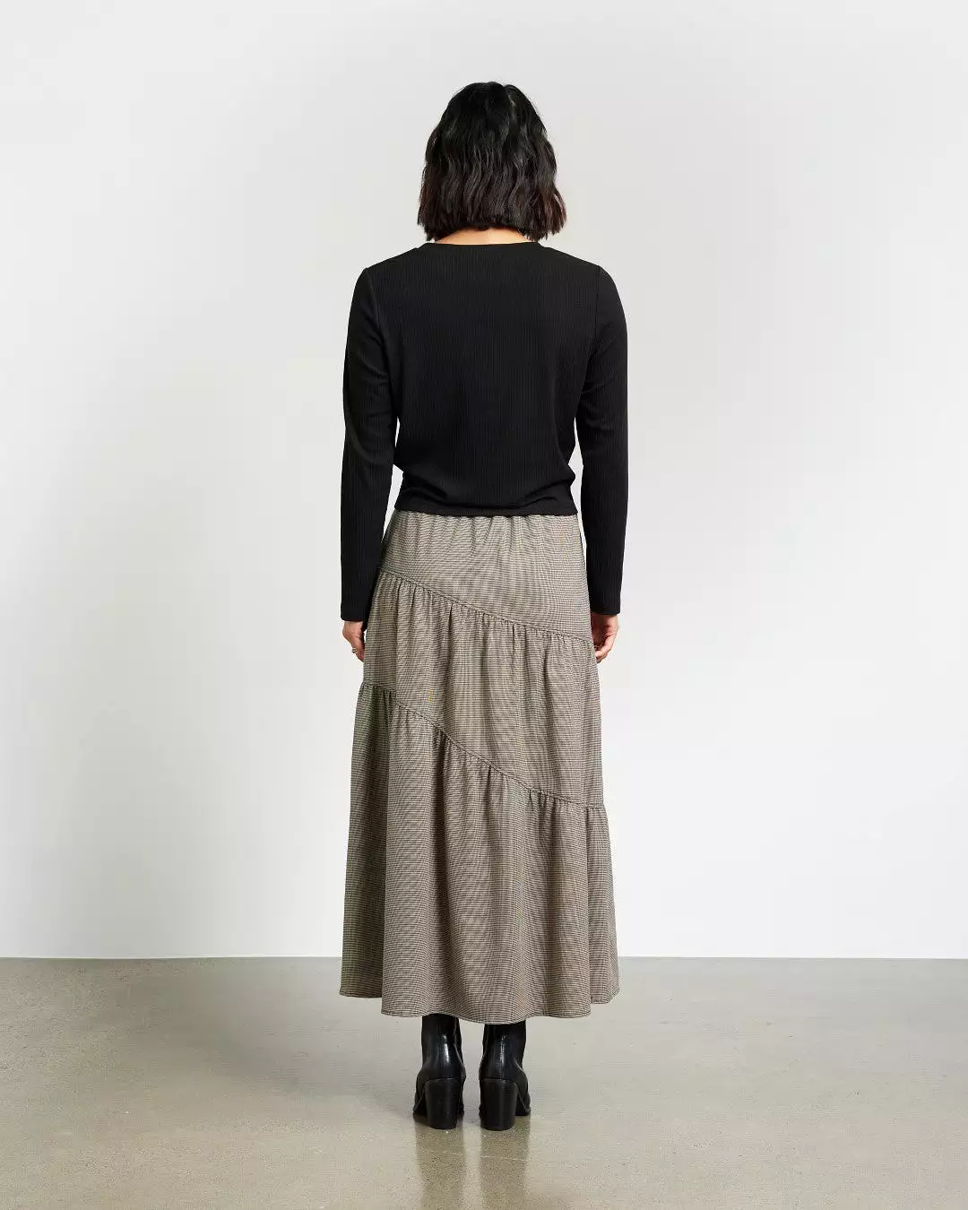 Et Alia Skirt - Camel Houndstooth