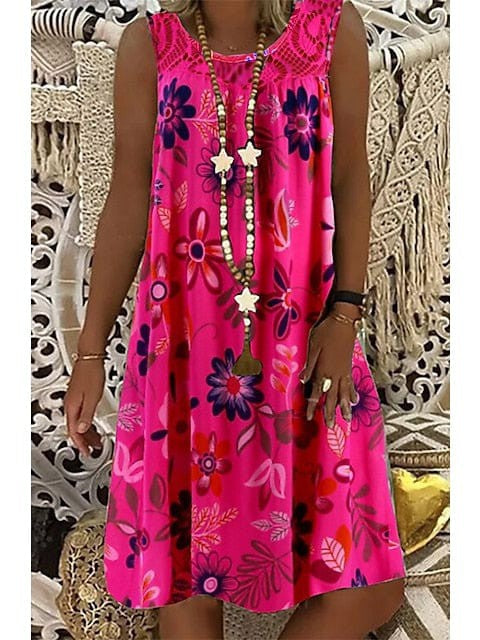 Floral Print Sleeveless Shift Dress - Multiple Colors & Sizes.