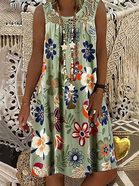 Floral Print Sleeveless Shift Dress - Multiple Colors & Sizes.