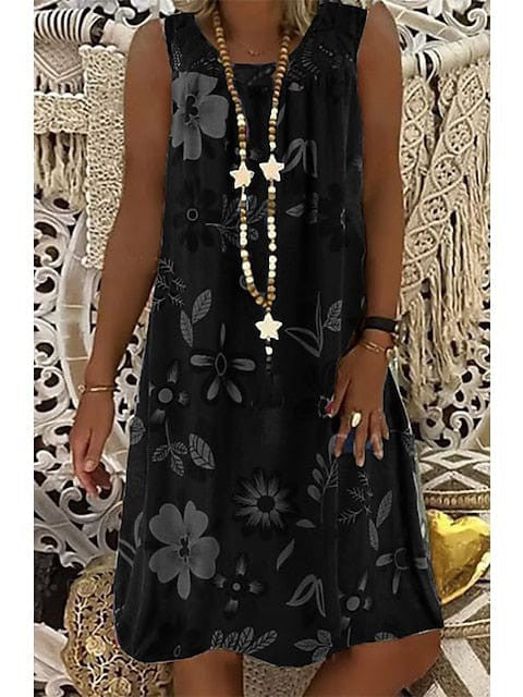 Floral Print Sleeveless Shift Dress - Multiple Colors & Sizes.