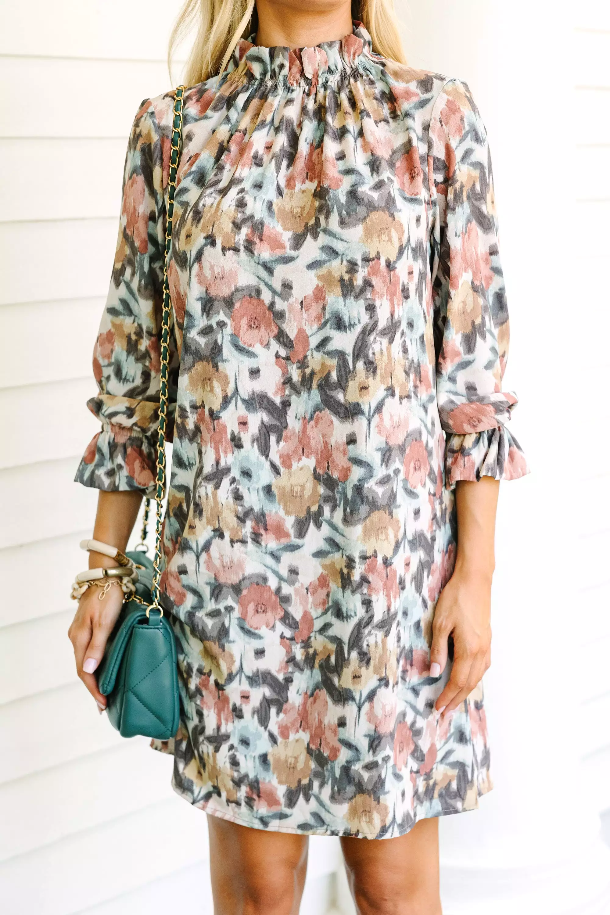 Floral Shift Dress - Beauty and Brains Cinnamon Brown