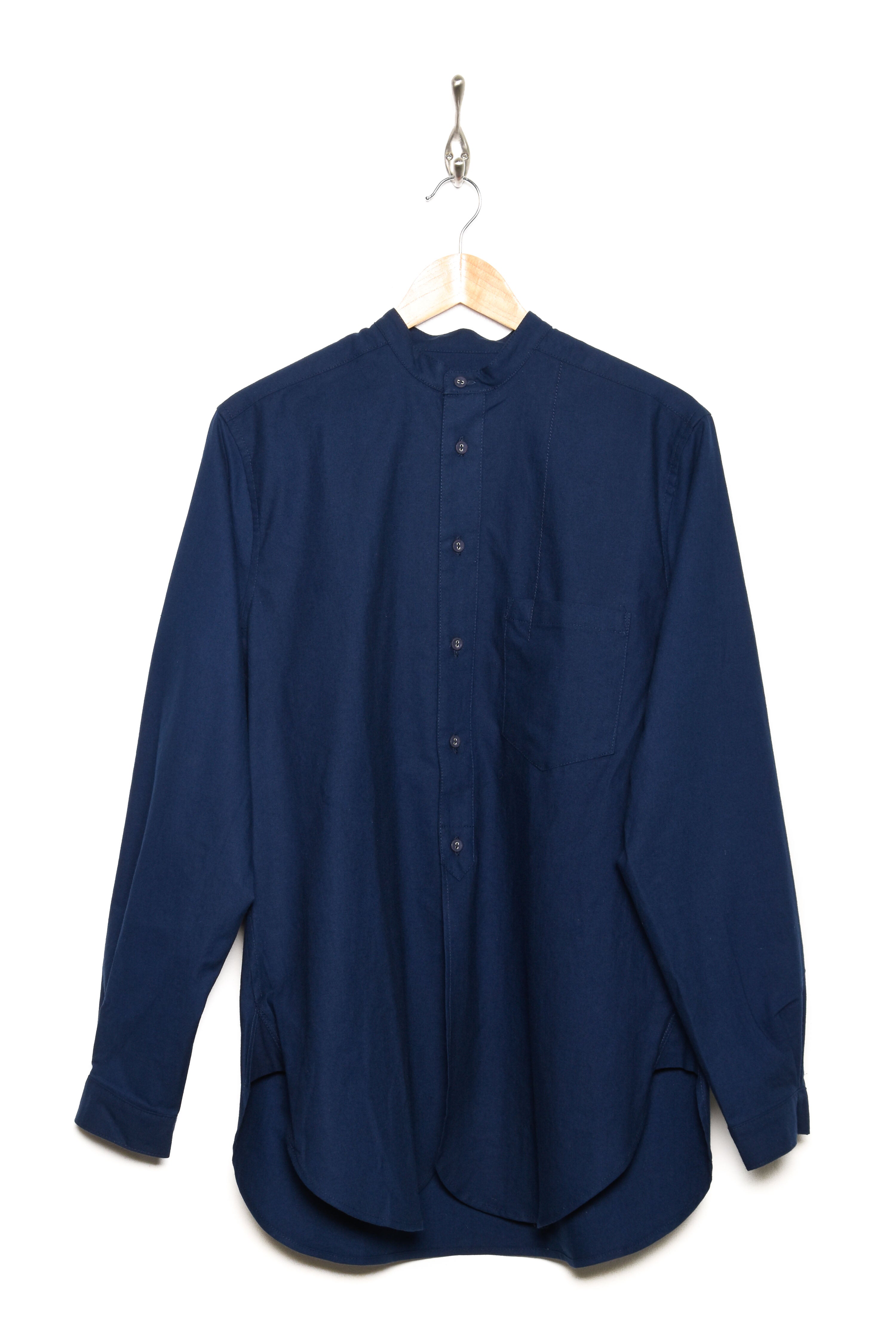 Frank Leder Collarless Shirt - Baltic Blue Dyed