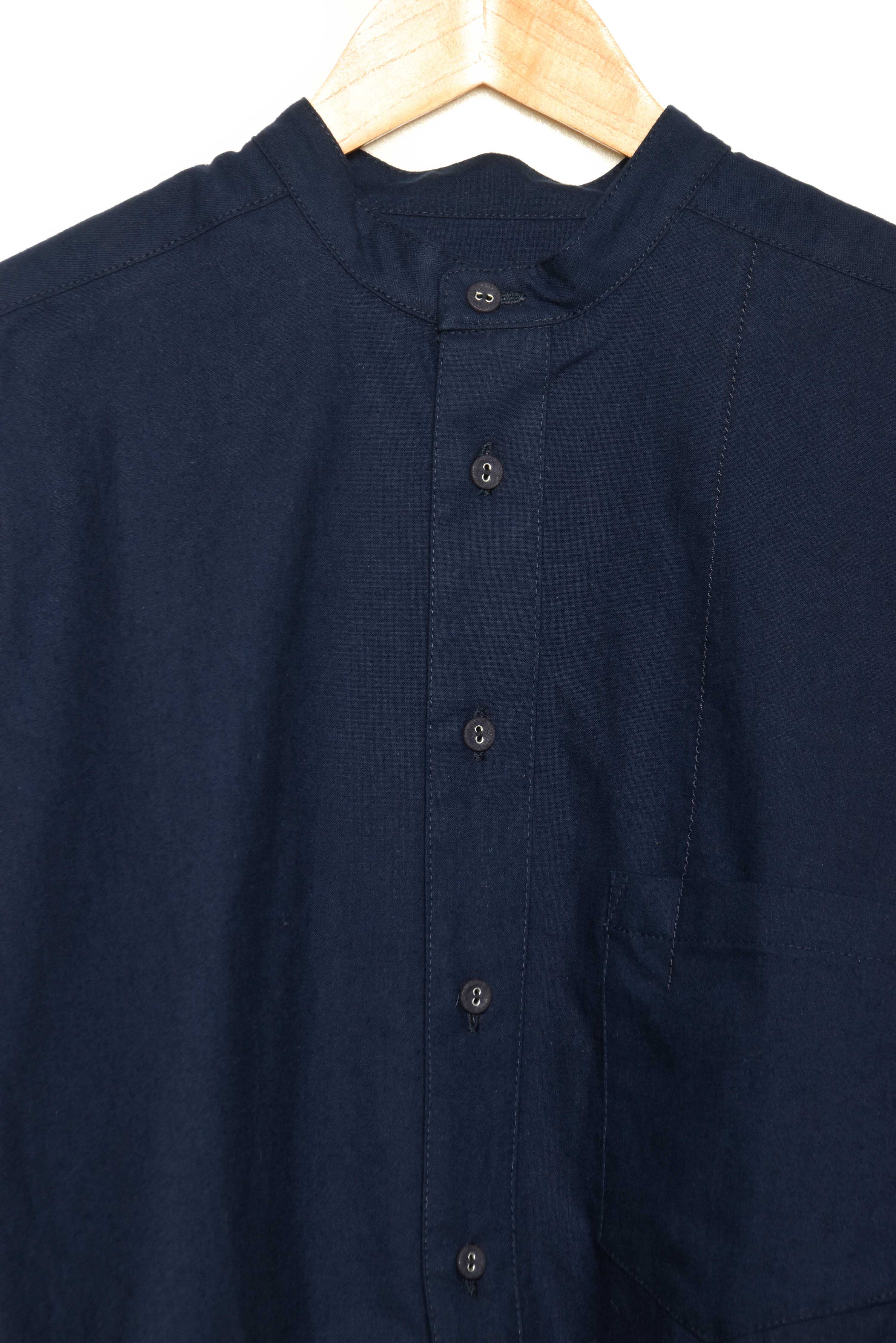 Frank Leder Collarless Shirt - Baltic Blue Dyed