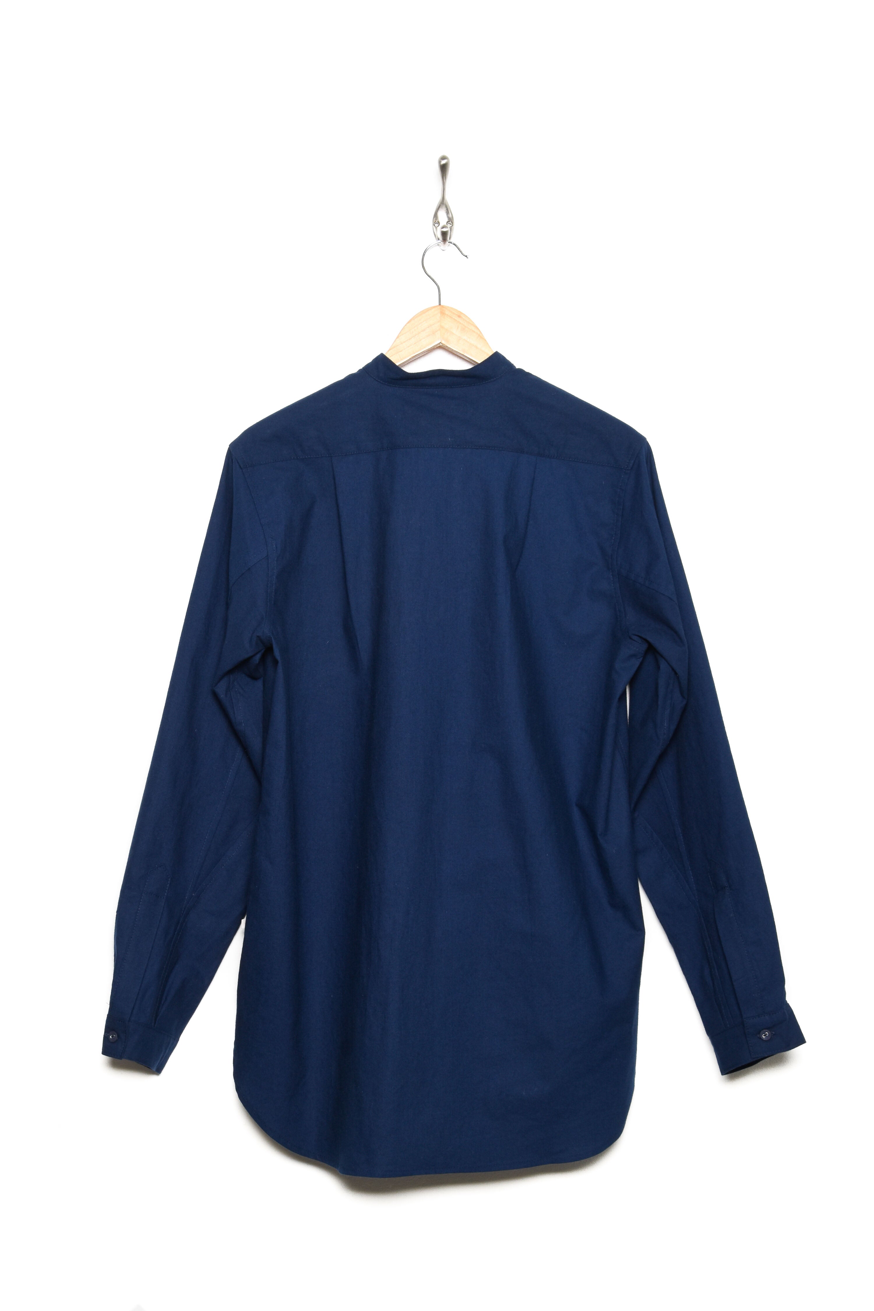 Frank Leder Collarless Shirt - Baltic Blue Dyed