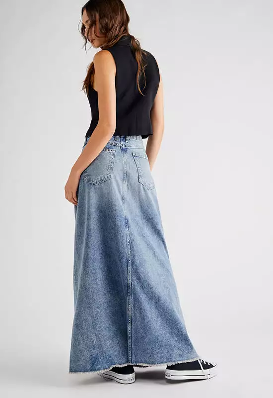 Free People Denim Maxi Skirt Indigo