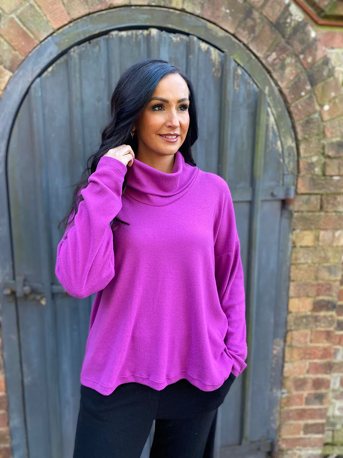 Grape Cowl Neck Jumper Lucy