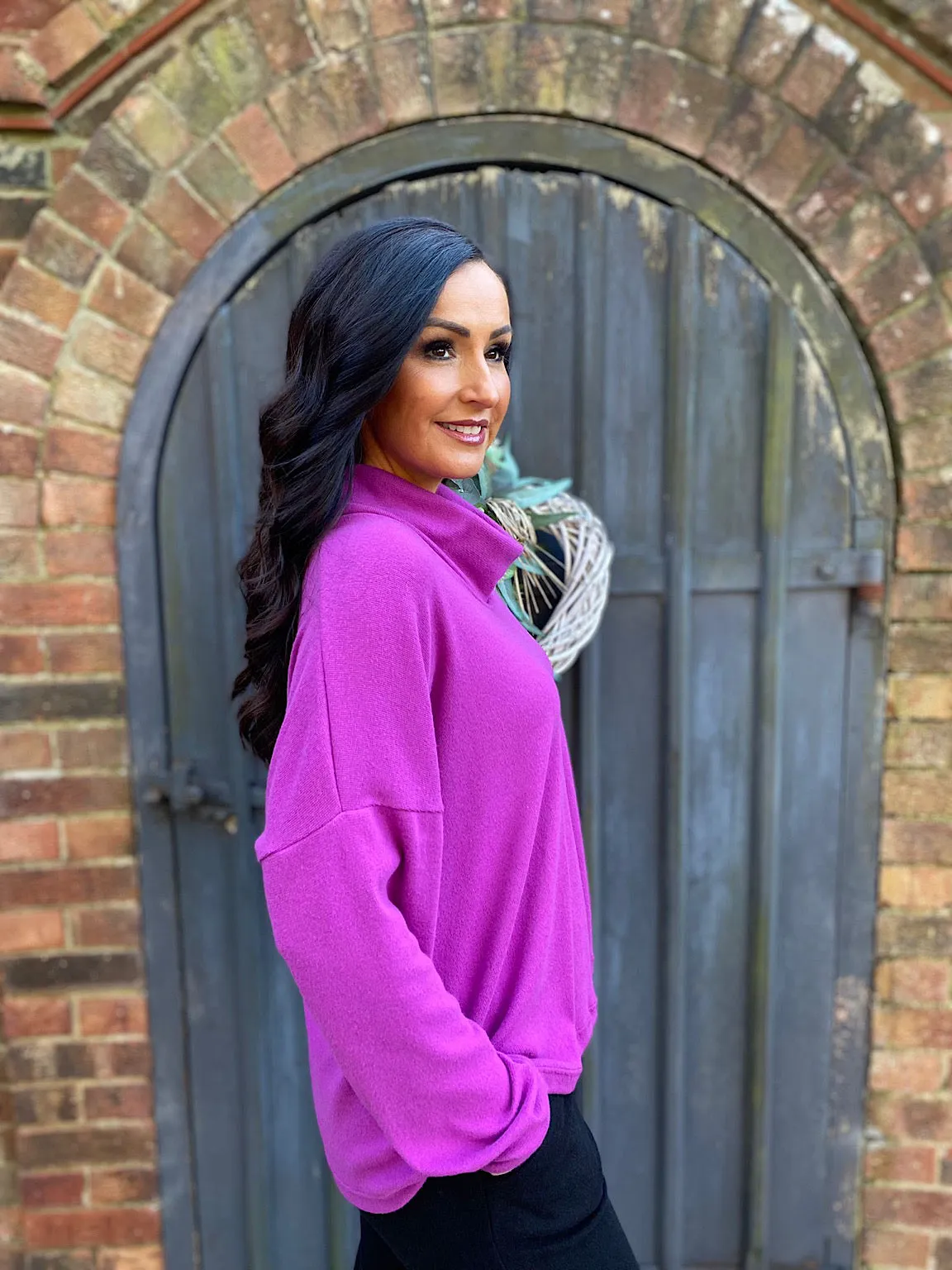 Grape Cowl Neck Jumper Lucy