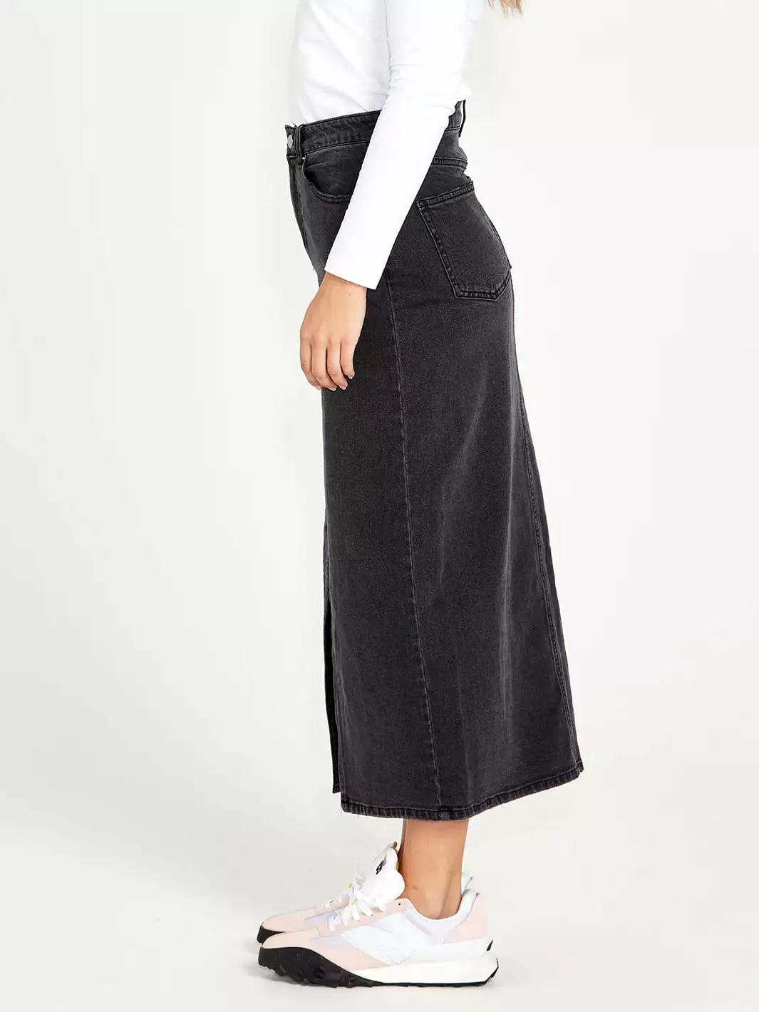 Green Denim Maxi Skirt