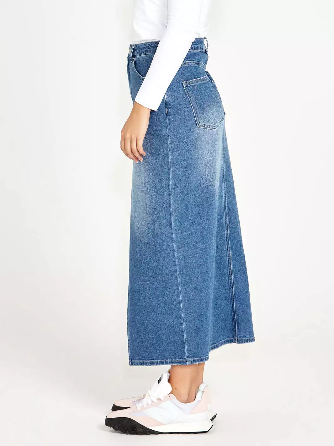 Green Denim Maxi Skirt