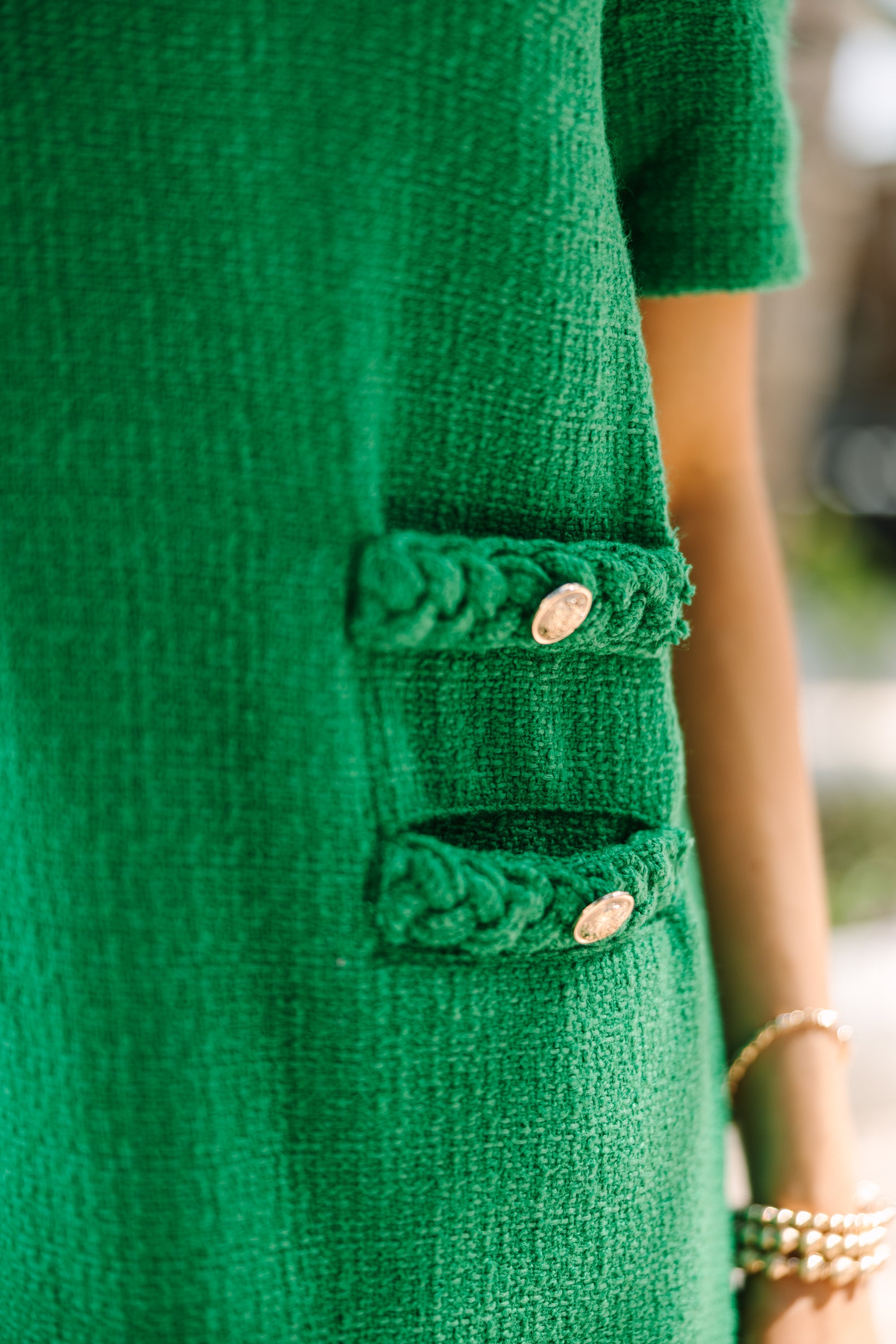 Green Tweed Shift Dress