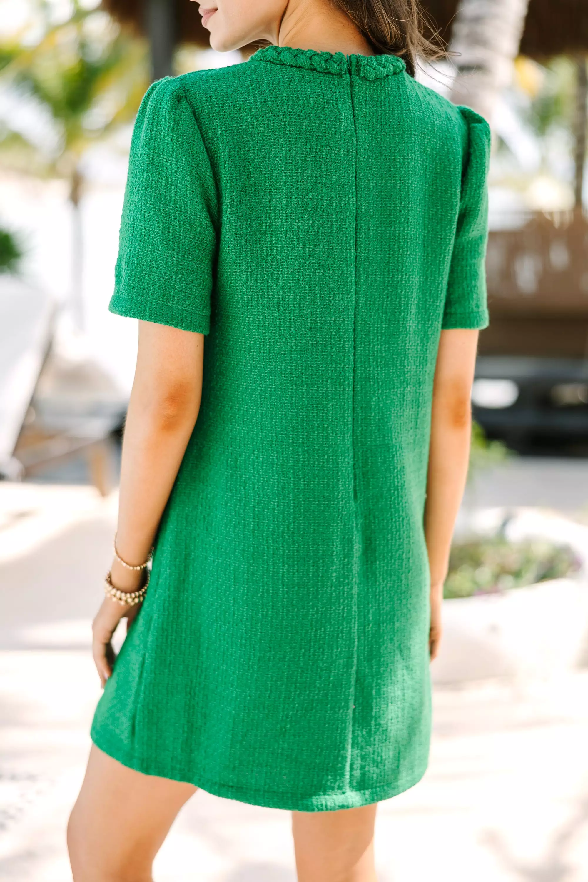 Green Tweed Shift Dress