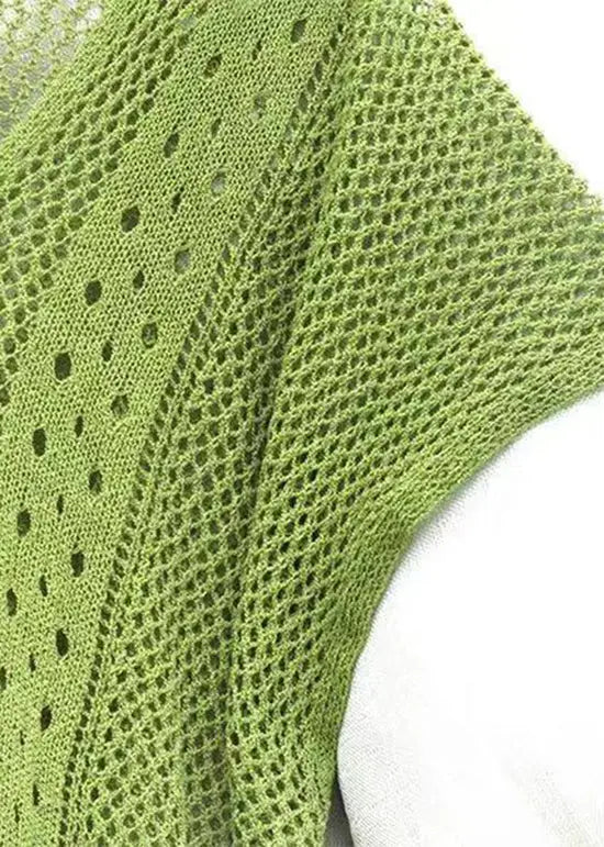 Green V Neck Tasseled Knit Dress for Summer HA1001