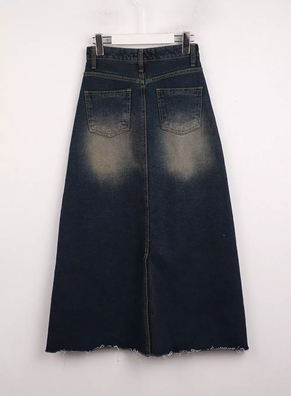 Grunge Denim Maxi Skirt