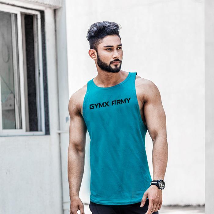 GymX Essential Series Army Tank - Teal Blue - On Sale