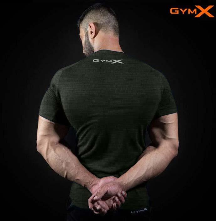 GymX Olive Green Line pattern T-shirt - Sale