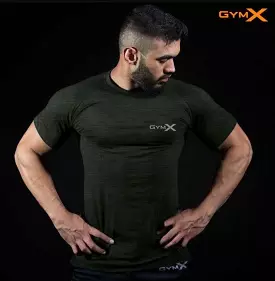 GymX Olive Green Line pattern T-shirt - Sale