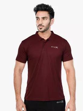 GymX Stark Maroon Tech Polo Tee.