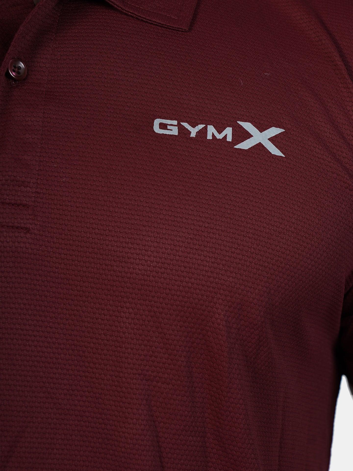 GymX Stark Maroon Tech Polo Tee.