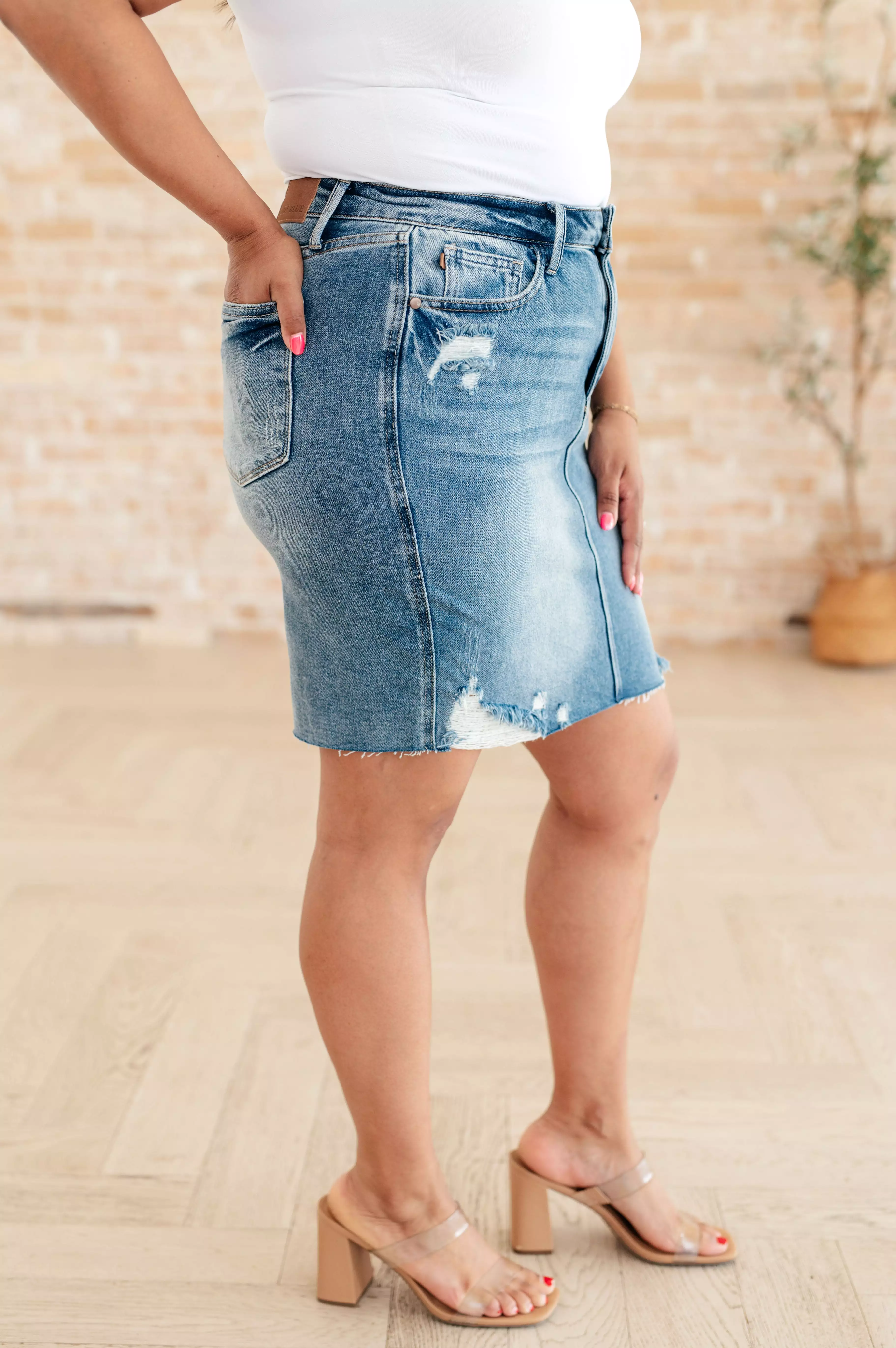 High Rise Denim Skirt