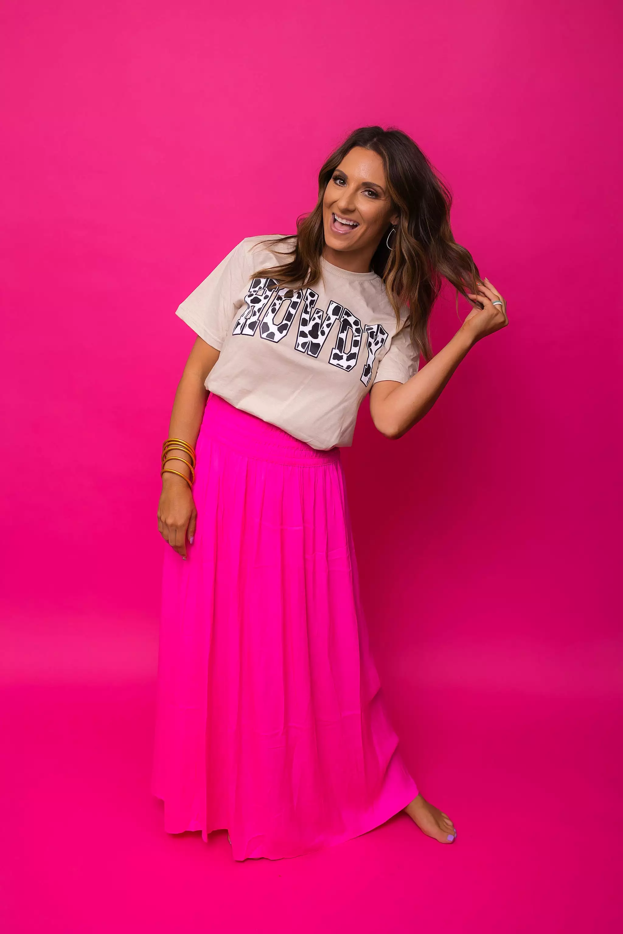 Hot Pink Long Skirt.