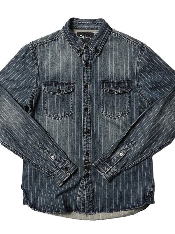 Innovative Denim Stripe Men Shirt 2023 Arrival